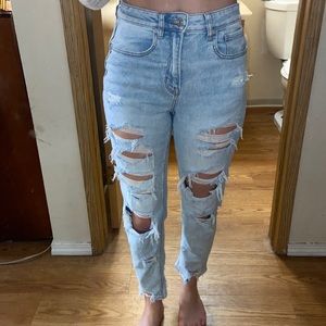 AE stretch mom jeans size 2